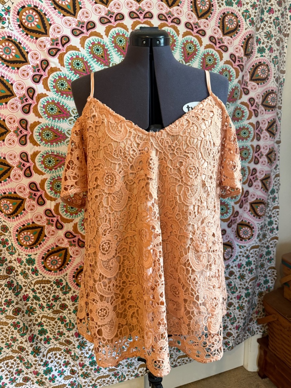 Romantic peach lace top